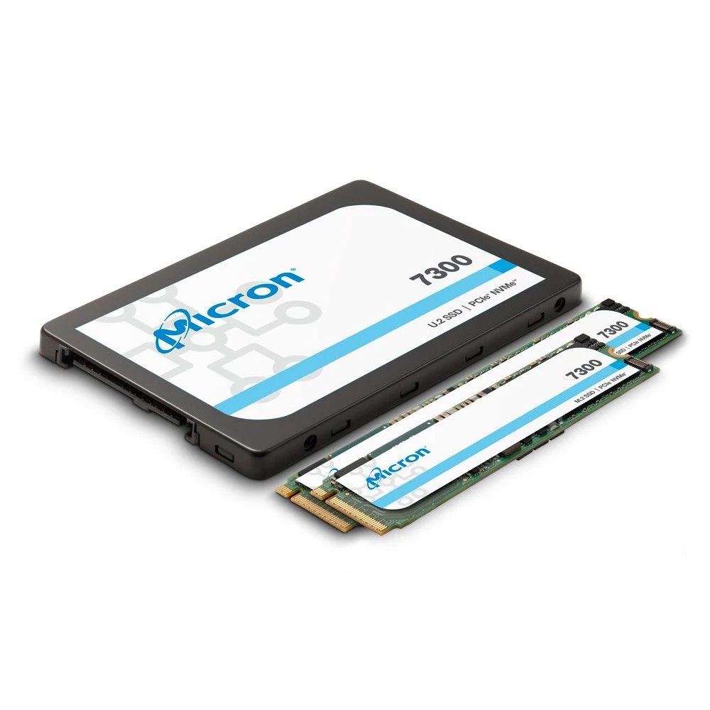 Micron SSD 7300 PRO, 960GB, U.2(2.5" 7mm), NVMe, PCIe 3.0 x4, 3D TLC, R/W 2400/850MB/s, IOPs 220 000/45 000, TBW 1900, DWPD 1 (12 мес.)