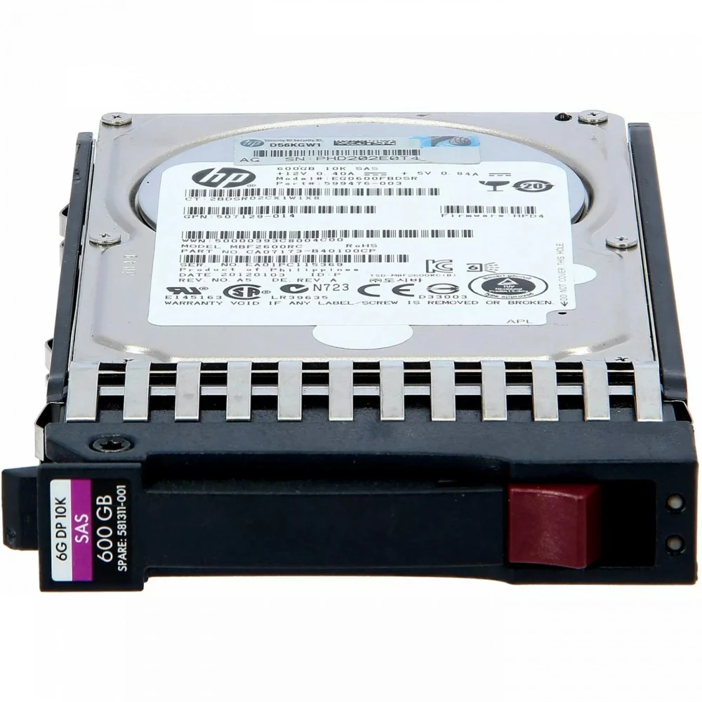 Жесткий диск HP 600GB 10K SAS SFF [581286-B21], 581286-B21 581311-001 507129-014 641552-003 599476-003 EG0600FBVFP EG0600FBDSR 597609-003 619286-003 EG0600FBDBU EG0600FBLSH 590698-B21 9TG066-035 642