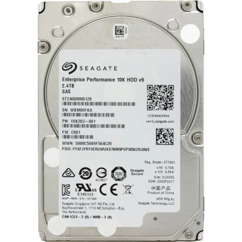 Жесткий диск Seagate Exos 10E2400 HDD 2,5" SAS 2,4Tb, SAS 12Гбит/с, 10000 rpm, 256Mb buffer, 512e/4K, Cache eMLC 16Gb, 15mm, ST2400MM0129, 1 year