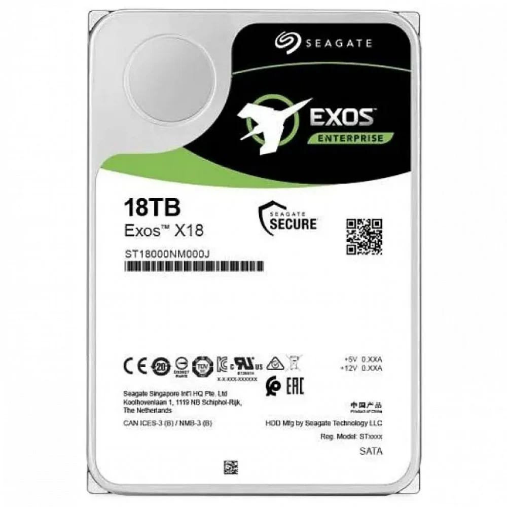 Жесткий диск/ HDD Seagate SATA3 18Tb Exos X18 Enterprise 7200 256Mb OFFICIAL RECERTIFIED 1 year warranty (replacement MG09ACA18TE, WUH722018CLE6L4, WUH721818ALN604)