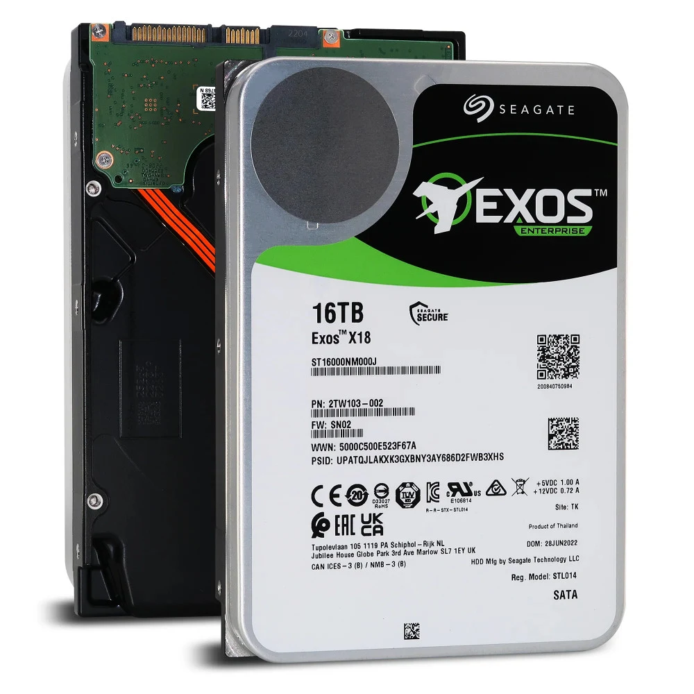 Накопитель на жестком магнитном диске Seagate ST16000NM000J Exos X18 16TB, 3.5", 7200rpm, SATA3, 512E/4KN, 256MB