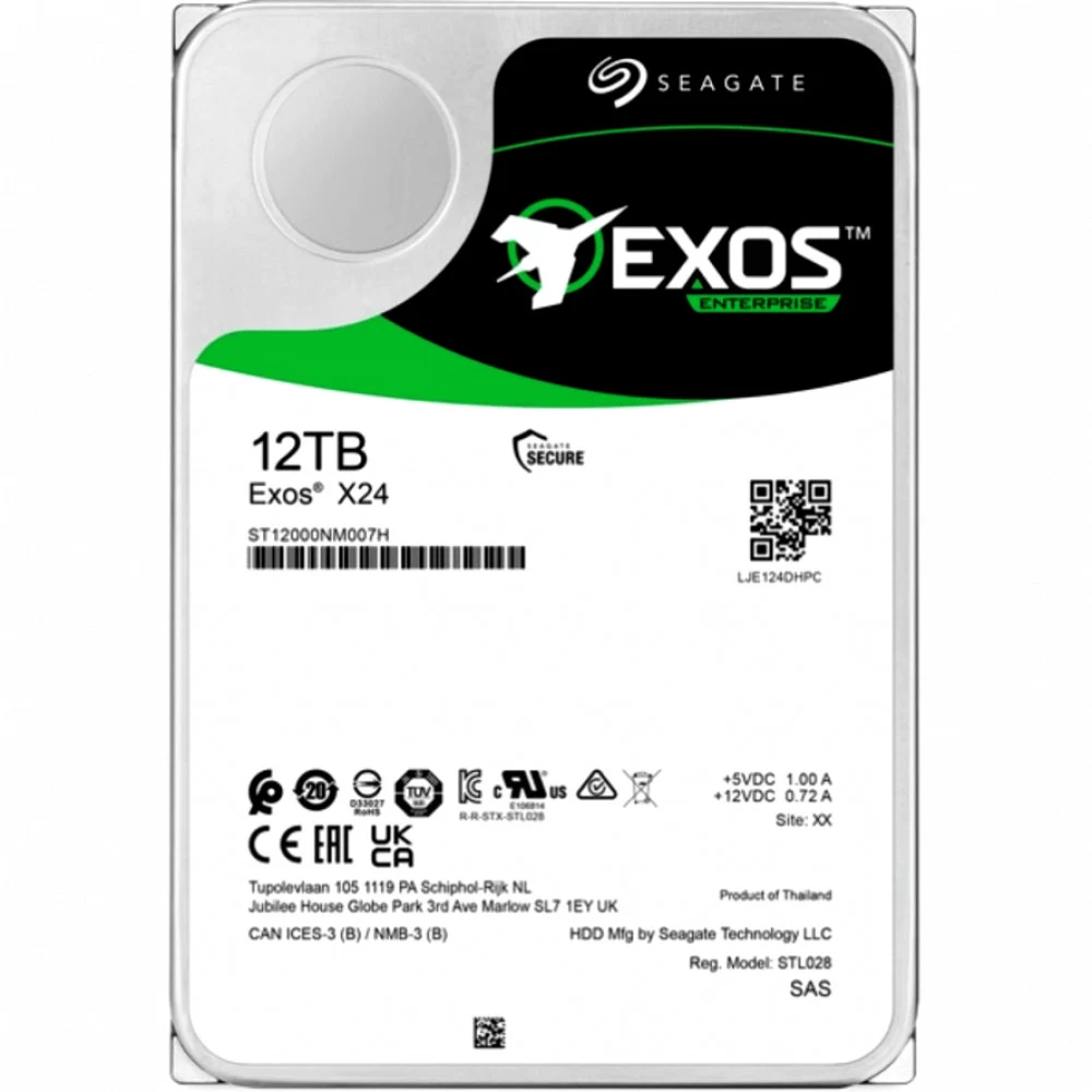 Жесткий диск Seagate SAS 3.0 12TB ST12000NM007H Server Exos X24 4KN (7200rpm) 512Mb 3.5"