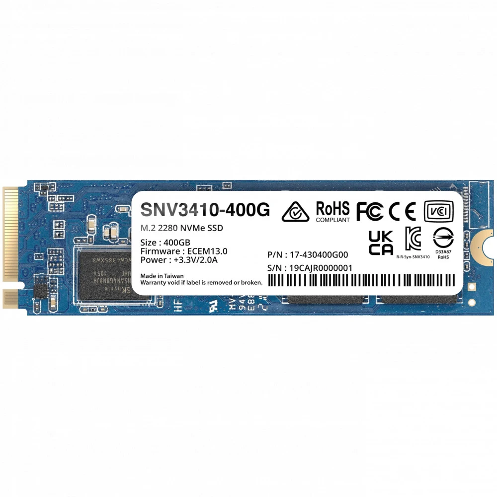 Накопитель твердотельный Synology SNV3410-400G SSD 400 GB M.2 2280 NVMe PCIe 3.0 x4 DWPD (0,68) MTBF (1,8)