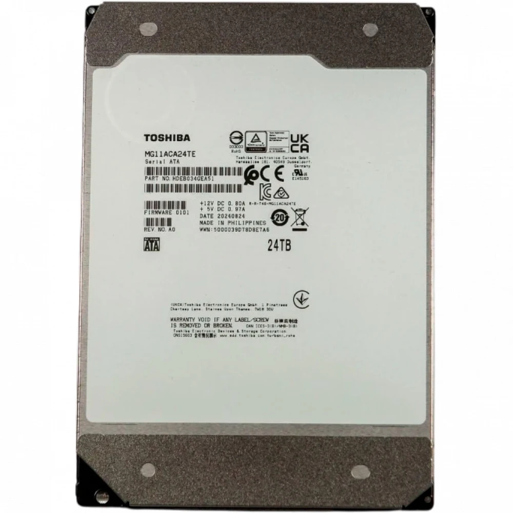 Жесткий диск/ HDD Toshiba SATA 24TB 3.5" Server 7200 6Gbit/s 512Mb 1 year warranty (replacement ST24000NM002H, ST22000NM001E, WUH722424ALE604)