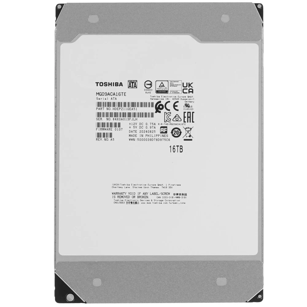 Жесткий диск серверный Toshiba 3.5" 16TB Enterprise Capacity MG09ACA16TE SATA 6Gb/s, 7200rpm, 512MB, 512e,
