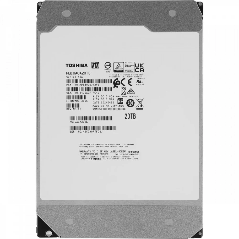 Жесткий диск/ HDD Toshiba SATA 20Tb 3.5"""" Server 7200 6Gbit/s 512Mb 1 year warranty (replacement WUH722020ALE6L4, WUH722020BLE6L4)