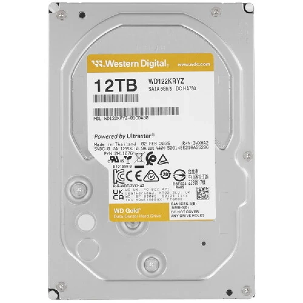 Жесткий диск/ HDD WD SATA3 12Tb Gold 7200 512mb 1 year warranty (replacement WD121KRYZ, MG07ACA12TE, HUH721212ALE604)