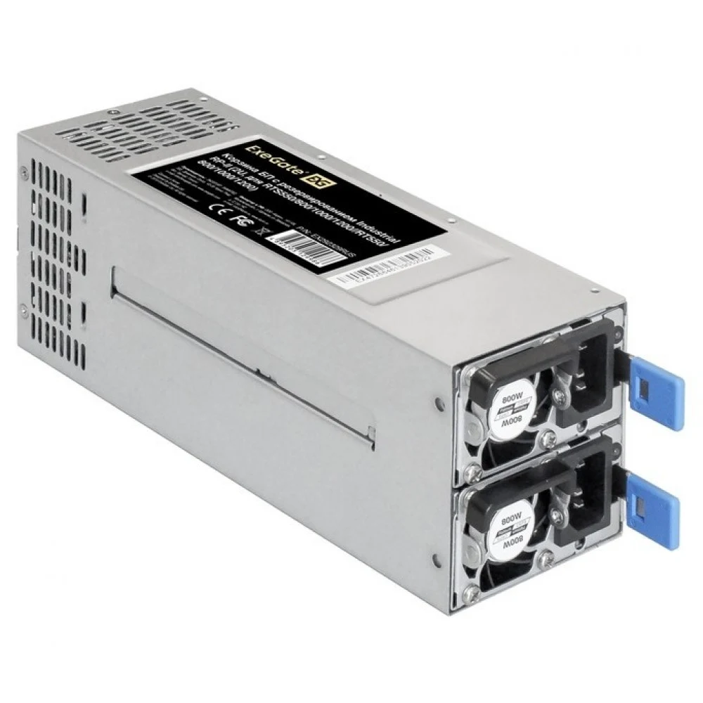 Серверный блок питания с резервированием 2U Redundant 2x800W ExeGate Industrial-RTS800 (CRPS, ШВГ = 77x84x225 мм, APFC+Half bridge (LLC)+DC-DC, КПД 94% (80 PLUS Platinum), 4 cm fan, 24pin, 2x(4+4)pi