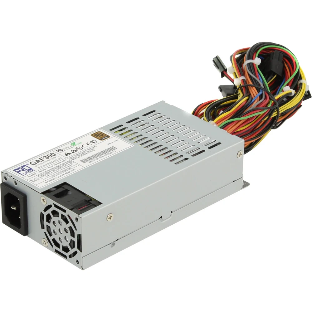 Procase Блок питания GAF300 [GAF300] {1U FlexATX 1FAN (300W), 80+Bronze, 150*80*40mm, +5B=14A, +12B=40A, +3,3B=13A, 5VSB=2A, Защита от перегрузки 105-150%, Входное напряжение 100-240В}