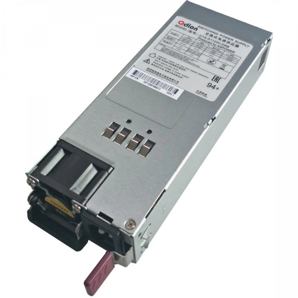 Блок питания серверный/ Server power supply Qdion Model U1A-D11200-DRB-Z P/N:99MAD11200I1170117 CRPS 1U Module 1200W Efficiency 94+, Gold Finger (option), Cable connector: C14