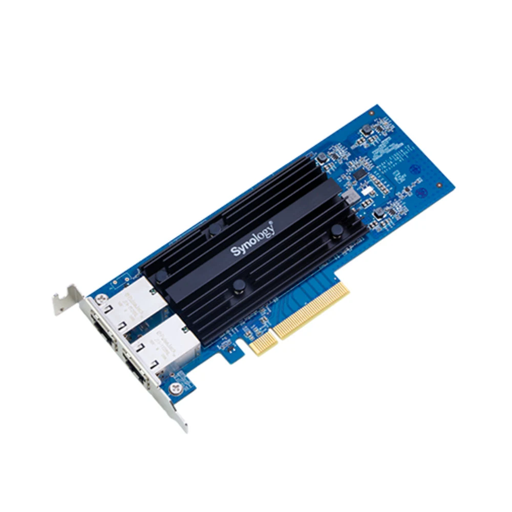 Synology E10G18-T2 Сетевая карта с двумя портами RJ-45 10GBASE-T PCIe 3 4x (низкопрофильная планка), поддержка функций: Разгрузка контрольной суммы TCP/UDP/IP, TCP Segmentation Offload (TSO)