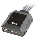 2-портовый, USB, DisplayPort, кабельный KVM-переключатель с пультом удаленного переключения порта, разрешение 2560 x 1600 при 60 Гц/ 2 PORT HDMI KVM SWITCH.