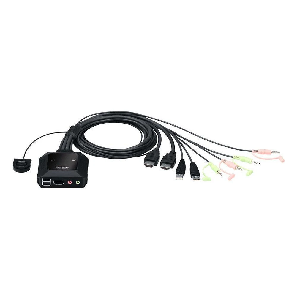 Кабельный КВМ-переключатель, ATEN, CS22H-AT, 2-Port, USB, 4K HDMI, Cable KVM Switch