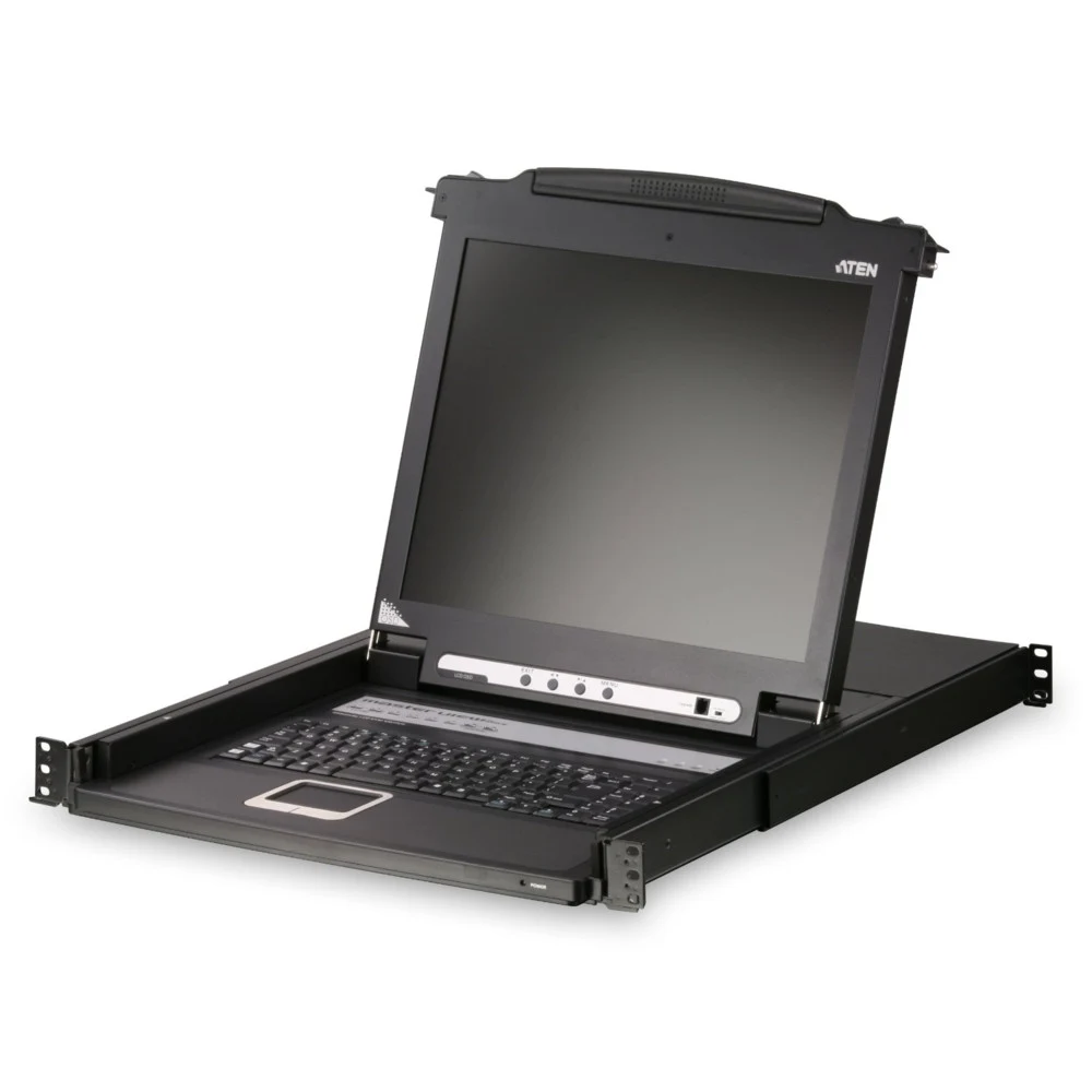 Kонсоль управления, для KVM-переключателей, электрон., 19", SVGA+KBD+MOUSE PS/2 USB, с KVM шнуром USB 1.8м, LCD Kран 19", лат./рус.Kлав., (выход на вторую конс 1280x1024 75Hz DDC2BKрепление DUAL RAI