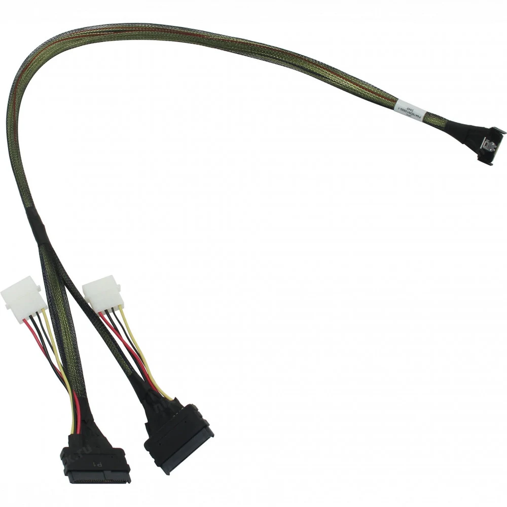 Кабель JPC P4418DN10800-1 Cable MCIO x8 74P (прямой Straight Type) -TO- 2x U.2 Direct (SFF8639, прямой Straight Type) +HSG , 85 Ohm, L:80cm