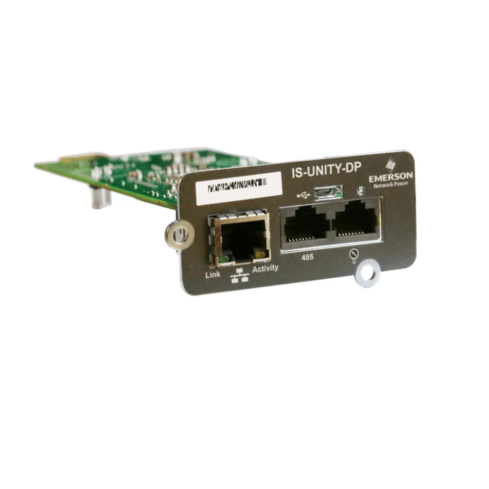 Vertiv IntelliSlot Unity card enables SNMP/Web, Modbus, BACnet and LIFE communication for Thermal (HPC, CRV, PCW, PDX, HPM) and Power (GXT3, GXT4, NXC, EXS, APM, APS, EXL S1, ITA, ITA2) products. Co