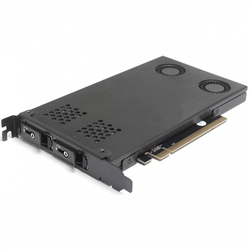 Procase P2-102-M2-BK Корзина 2*M.2 NVMe Gen4 SSD(length 2242/2260/2280 ),PCIe x4 NVMe and PCIe-AHCI M.2 SSD (черный) hotswap mobie rack module (1x expantion slot),FH