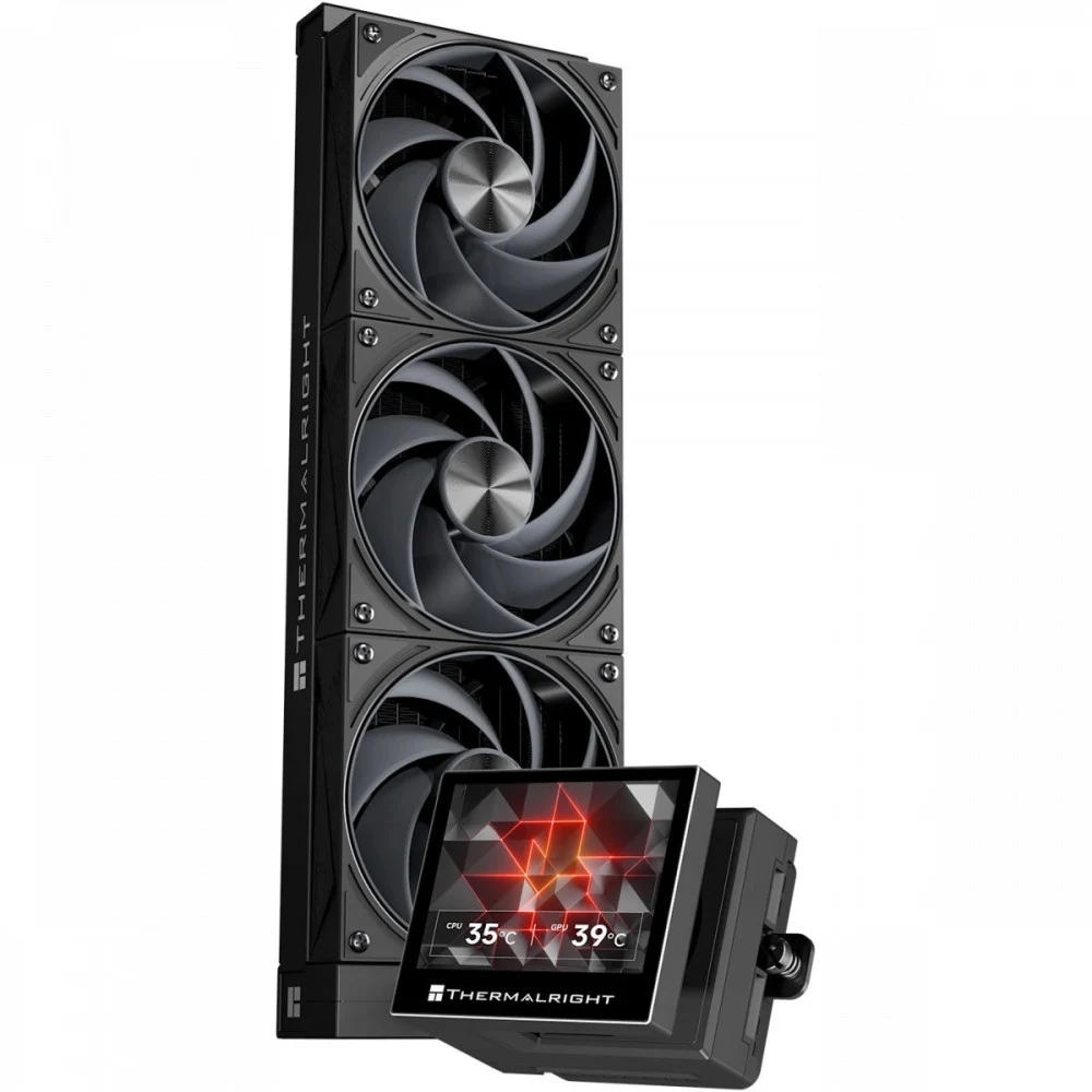 Система водяного охлаждения Thermalright Stream Vision 360 нет подсветки Soc-AM5/AM4/1200/1700/1851 черный 4-pin 31.4dB Al LCD Ret (S-VISION-360-BL)