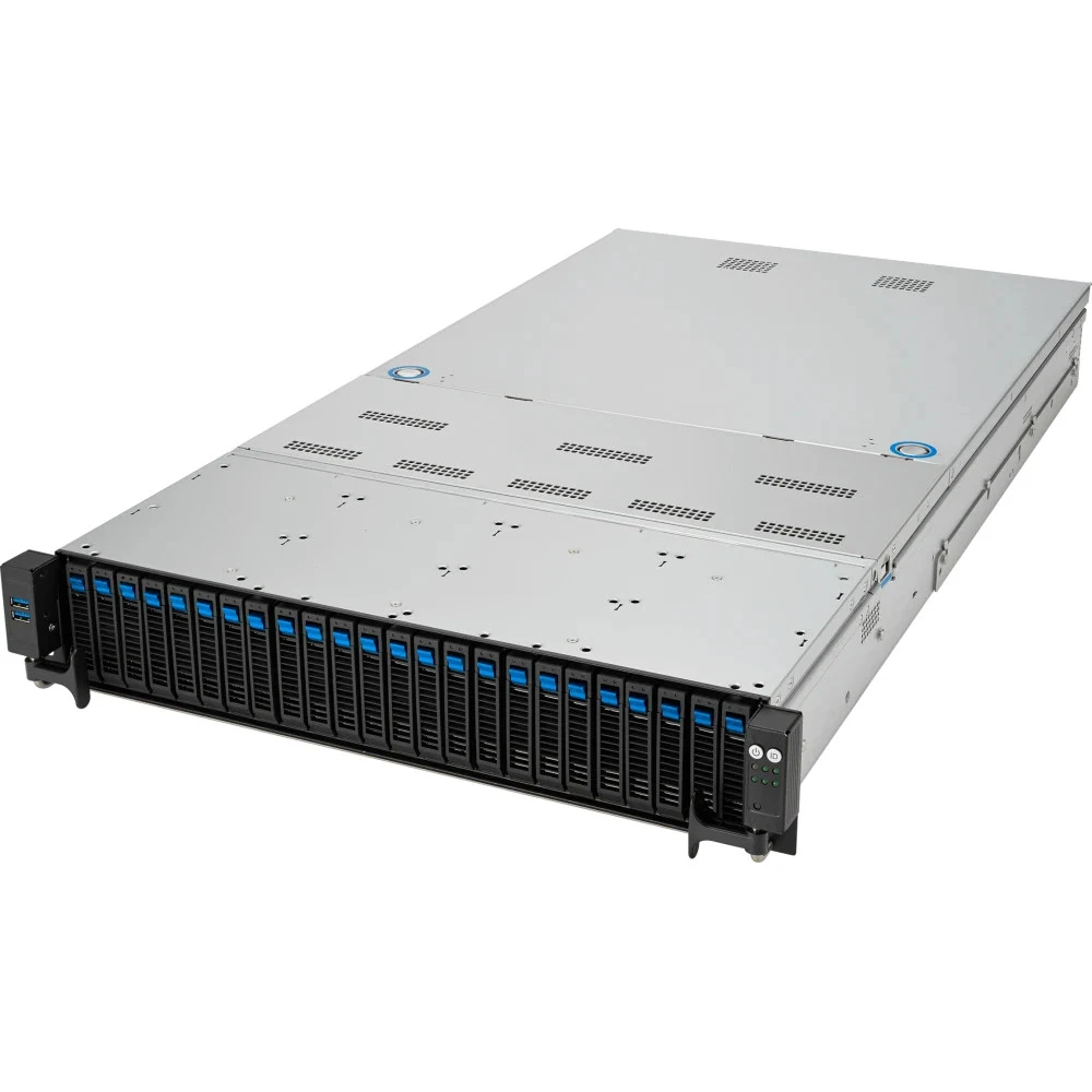 Сервер ASUS RS720A-E12-RS24U /GPU, 2xSP5(LGA 6096 up to 400W),24xDDR5 RDIMM(up to 6TB),24xNVMe/SATA(16 NVMe + 8x NVMe/SATA/SAS),soft RAID,2xM.2 slot,9 PCIe Gen5+1xRAID slot, 2x10GBe,2x2600W,ASMB11-i