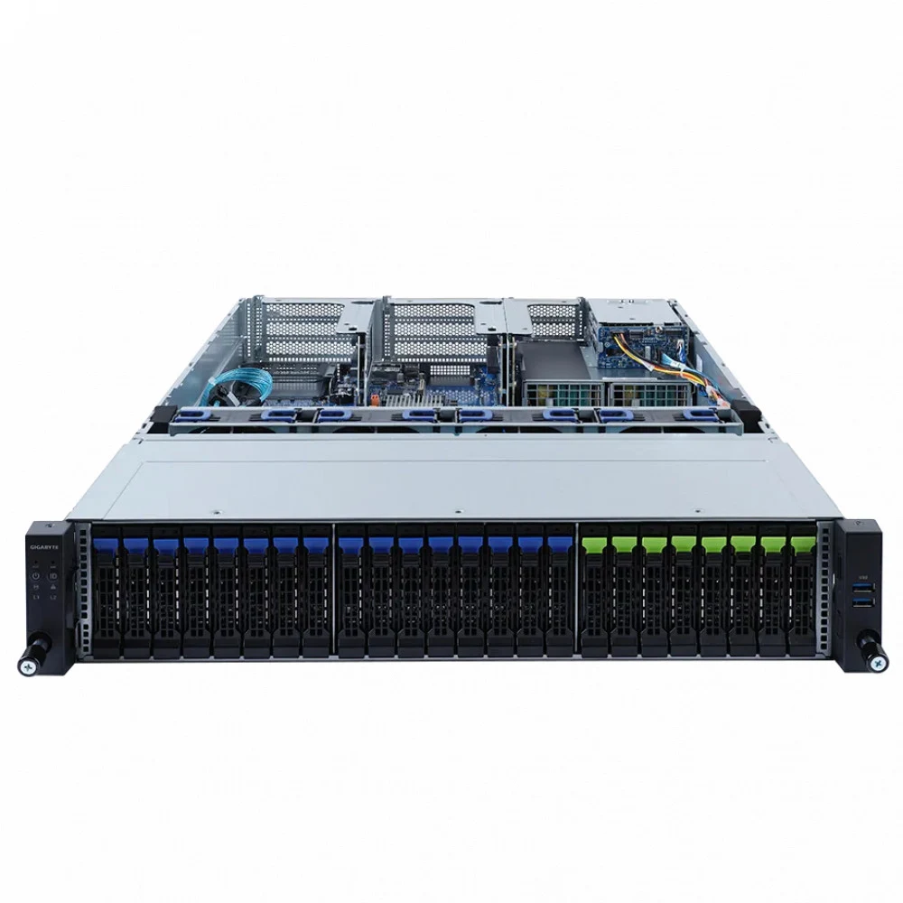 Gigabyte Server Platform R282-N81 2U CPU(2)3rd Gen Xeon/2xHeatsink up to 270W/DIMM(32)/16x2,5''SATA/SAS/8x2,5''SATA/SAS/NVMe/2x2.5"SATA/SAS rear/2x1GbE/6xFHHL,2xLP/2x1600W/Rails 6NR282N81MR