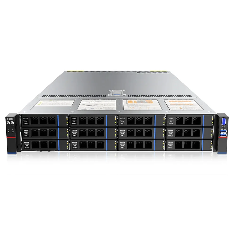 Серверная платформа/ Gooxi SL201-D12R-NV-G4 2u 12bay server with NVME bp,based on rapid sapphire 2xPCIe 5.0x16 4xPCIe 5.0x8 2x 2.5" rear SAS/SATA 2x 2.5" rear NVMe 1300W 1+1 EU power cables