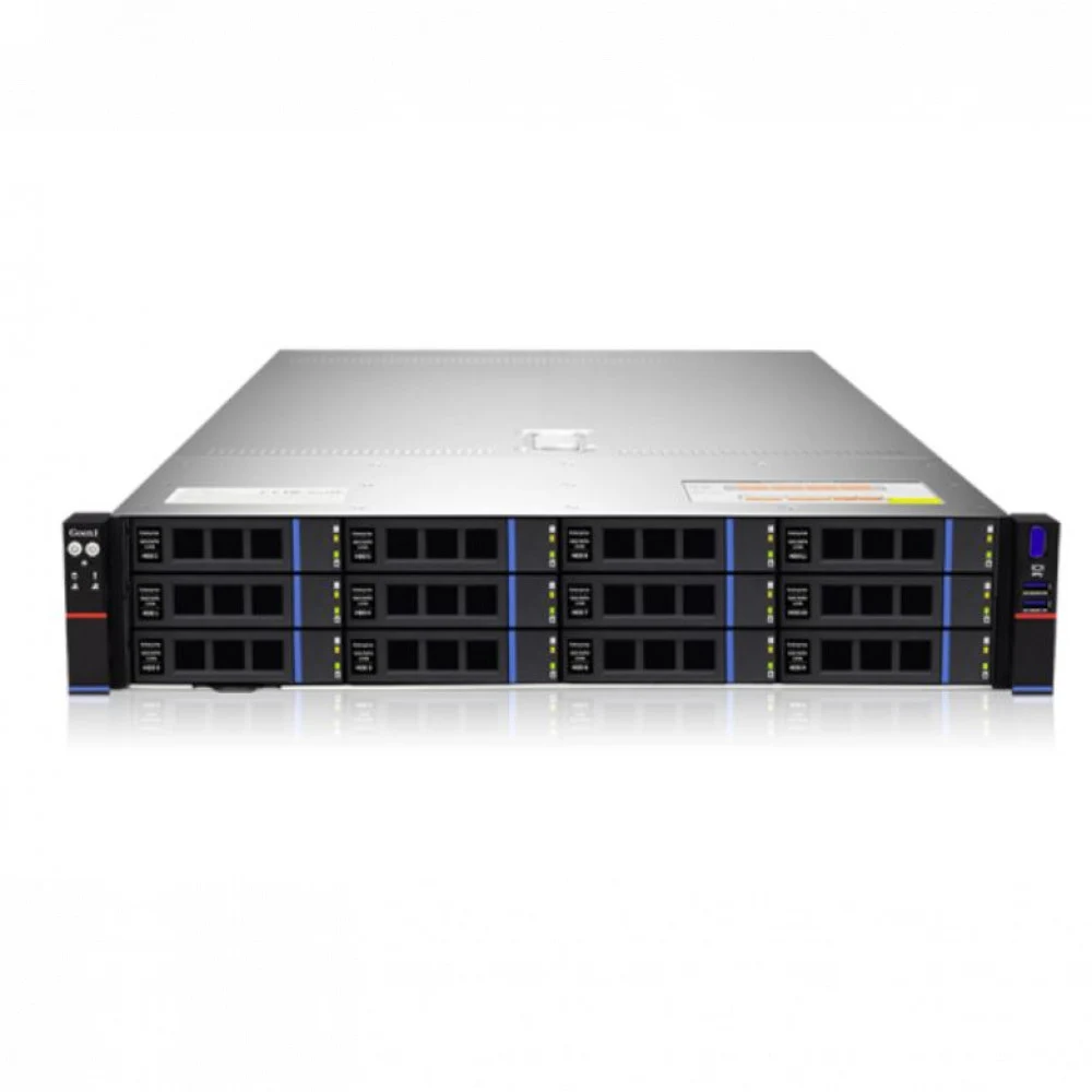 Серверная платформа/ Gooxi SR201-D12R-NV-G2 2U 12 bay server with NVME bp,based on AMD 9004 2 riser cards of PCIe5.0(X32 to x16x16) 2x rear SAS/SATA 2x rear NVME 1300W 1+1 PSU EU power cables rail k