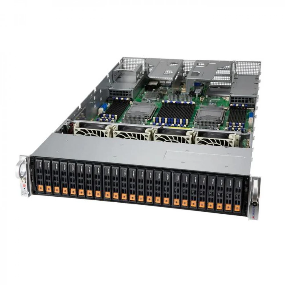 SYS-240P-TNRT 2U, 4x LGA4189 (Xeon H-Series only), 48x DDR4 3200 DIMM, 24x 2.5" NVMe/SAS3/SATA3 drive bays (8 tray included) , 4x PCI 3.0 x16 FHHL, 2x PCI 3.0 x8 FHHL, 2x 10G RJ45, 2x 10G SFP+ (X710