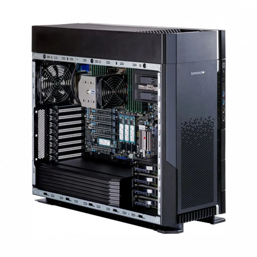 Серверная платформа Supermicro SuperWorkstation Full Tower 551A-T W-3400 Xeon/no DIMM(16) only DDR5/SATARAID HDD(4)LFF/1x10Gbe, 1x1Gbe/6xPCIex5-16/4xM.2/1x2000W