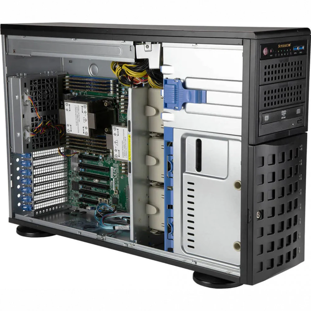 Supermicro SYS-740P-TRT Tower/4U, 2xLGA-4189, TDP 270W, Intel C621A, 16xDDR4, 8x3.5" Hot-swap, 4xPCI-E 4.0 x16, 2xPCI-E 4.0 x8, 2xRJ45 10GBase-T, 1xRJ45 IPMI, 2xUSB 2.0, 4xUSB 3.0, 1xVGA, 1 COM, 2x1