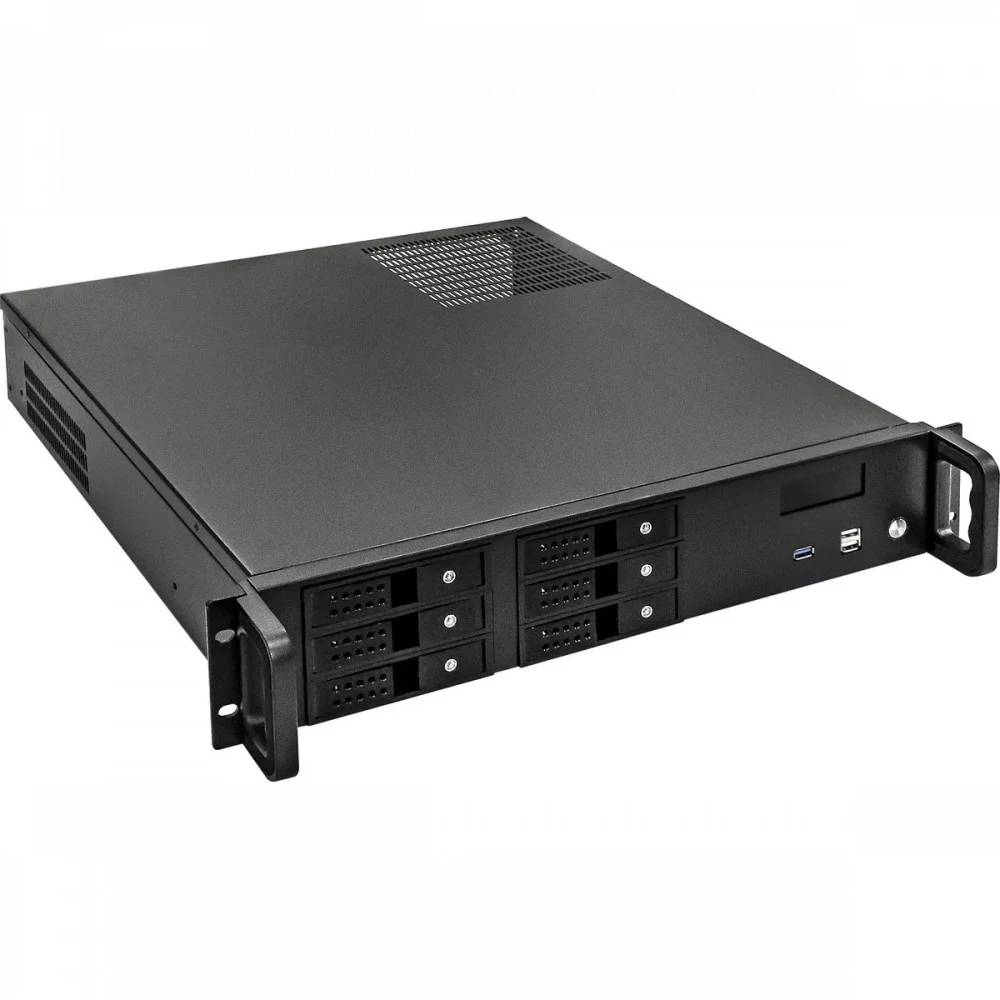 Серверный корпус ExeGate Pro 2U480-HS06 <RM 19", высота 2U, глубина 480, без БП, 6xHotSwap, USB>(Не работает БЭКПЛЕЙН (2 шт. верхн. порты)