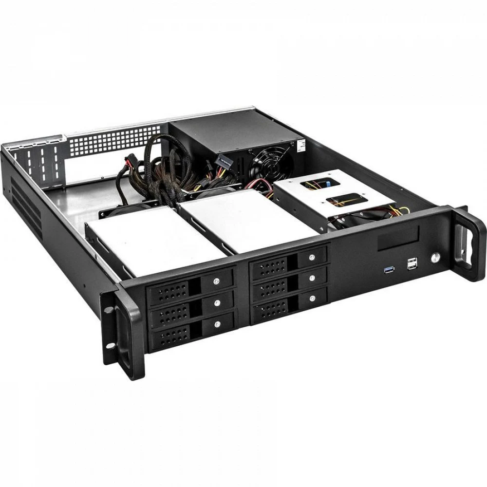 Серверный корпус ExeGate Pro 2U480-HS06 <RM 19", высота 2U, глубина 480, БП 500ADS, 6xHotSwap, USB>