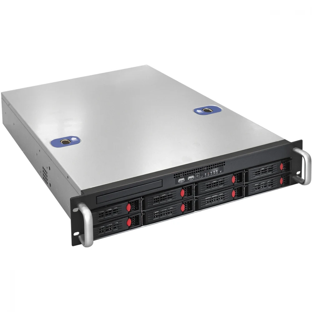 Серверный корпус ExeGate Pro 2U550-HS08 <RM 19", высота 2U, глубина 550, БП 1U-500ADS, 8xHotSwap, 2xUSB>