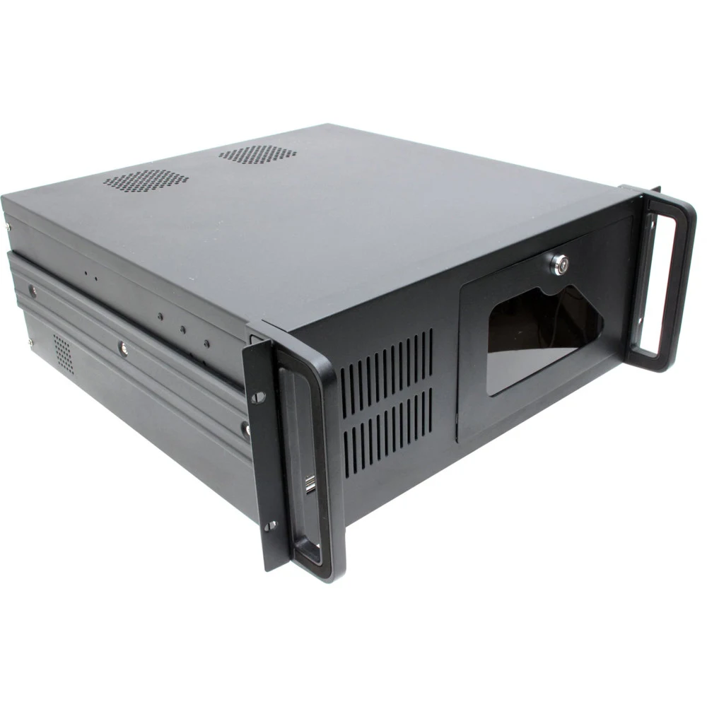 Procase B430-B-0 черный {4U глубина 450мм, внешн 3x5.25, внутр 8xHDD, MB 12"x9.6",без Б/П PS2}