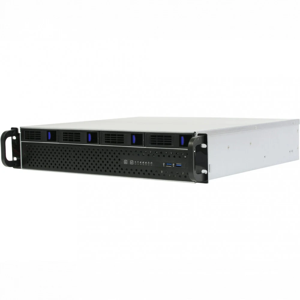 Procase ES204XS-SATA3-B-0 Корпус 2U Rack server case (4 SATA III/SAS 12Gbit hotswap HDD), черный, без блока питания, глубина 400мм, MB 12"x13"