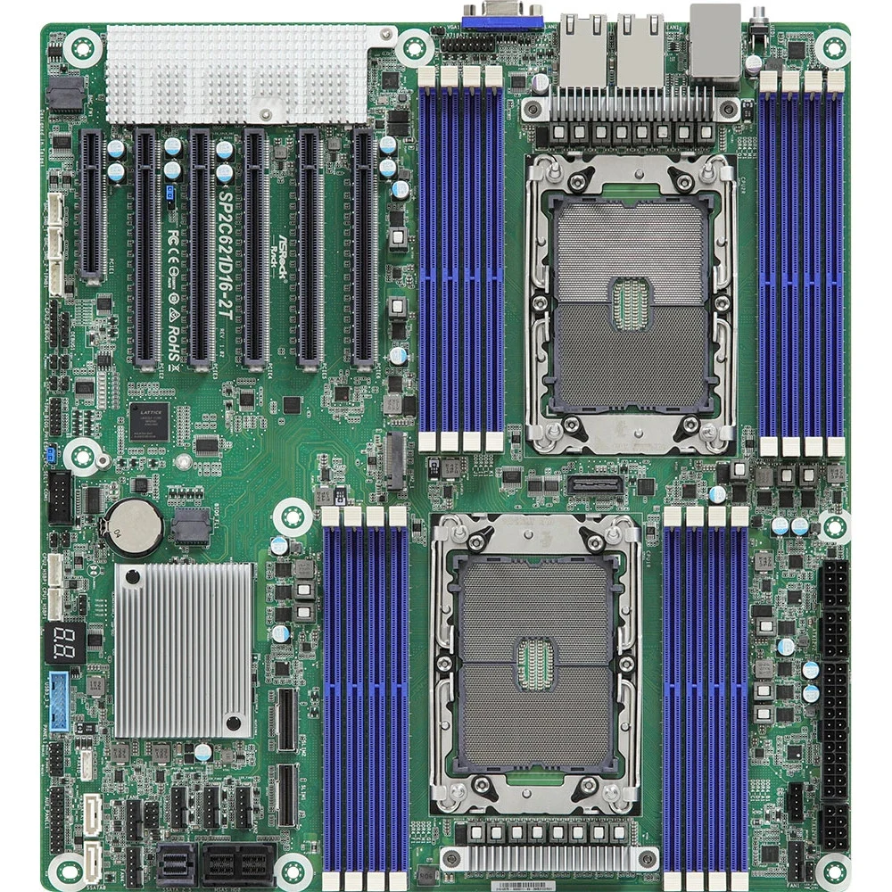Материнская плата/ ASRock SP2C621D16-2T, EEB, 2x (LGA 4189) 3rd Gen Intel Xeon Scalable, 8+8 DIMM slots (1DPC), DDR4 RDIMM, LRDIMM, 5x PCIe4.0 x16, 1x PCIe4.0 x8, 2x SlimSAS (PCIe4.0 x8), 1x M.2 (PC