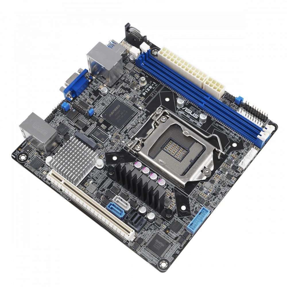 Материнская плата ASUS P12R-I Mini-ITX, LGA 1200, 2x DDR4 DIMM (to 64GB ECC UDIMM), 6x USB 3.0 (4 rear), 6x SATA (4 in MiniSAS HD), 1x PCIE x16, 1xM.2 2280, LAN 2x 1Gb, Video AST2600, IPMI Option (5