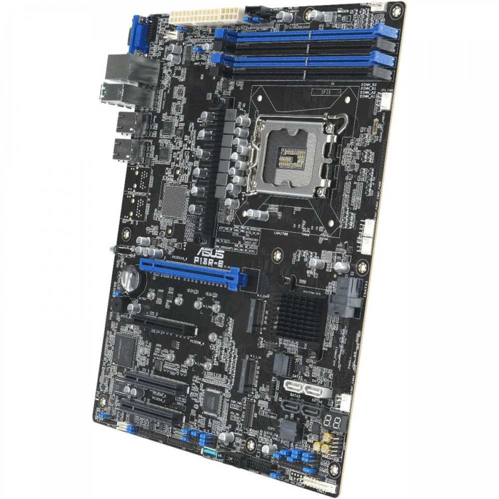 Материнская плата/ "ASUS P13R-E, ATX, 1 x Socket LGA1700, Intel C266, 4x DDR5 4400, 4x PCI-E x4+x8 Gen4+Gen5, 8 x SATA 6Gb/s ports, 2 x M.2 22110 NVMe x4, 2 x 1GbE Intel I210AT2 + 1 x Mgmt LAN, Aspe