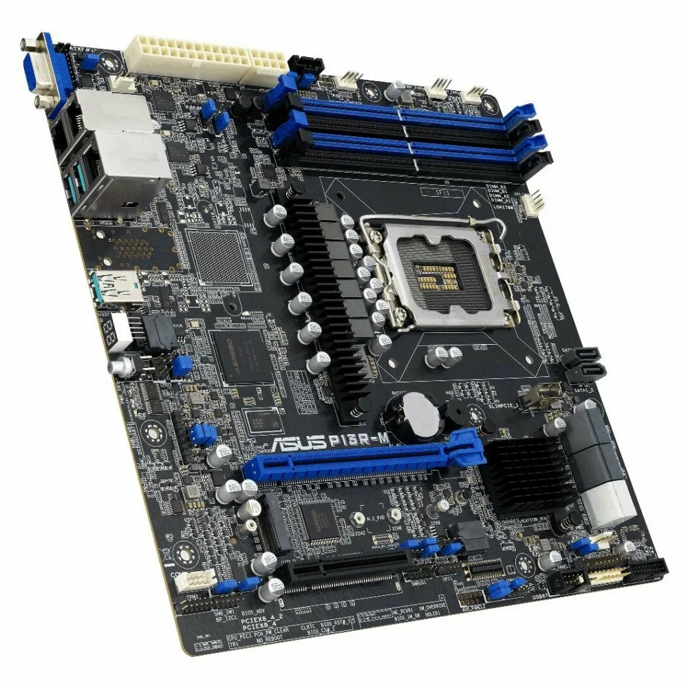 материнская плата ASUS P13R-M, LGA 1700, Intel C262, 4xDDR5 ECC, 8xSATA, 1xM.2, 1xPCI-E 5.0 x16, 2x1Gb LAN, 3xUSB-A 3.2 Gen 2, 1xVGA, mATX