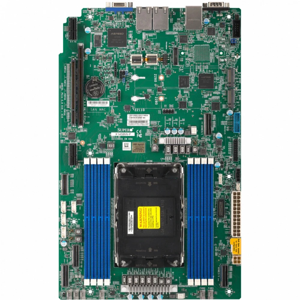 Материнская плата/ MB Supermicro X14SBW-F (Proprietary WIO, 1x LGA-4710, 8x Up to 1TB 6400MT/s ECC DDR5 RDIMM, 8x SATA ports, 1x PCIe 5.0 x8 (WIO-R), 2x PCIe 5.0 x16 (WIO-L), 2x M.2 PCIe 5.0 x2 (M-K