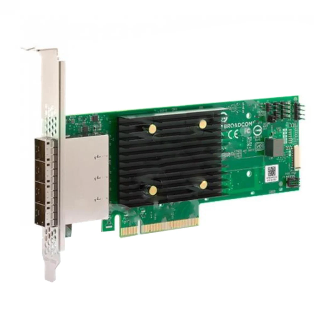 Контроллер/ Broadcom 9500-16e HBA, Low Profile Bracket, FH (attached), PCIe Gen4 x8 LP, Tri-Mode SAS/SATA/NVMe 12G HBA, 16port(4*ext SFF8644), SAS3816