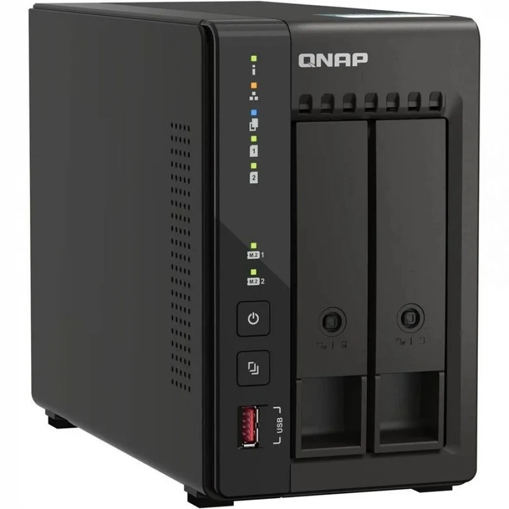 Сетевое хранилище без дисков QNAP SMB TS-253E-8G NAS, 2-tray w/o HDD. 2xHDMI-port. 4-core Celeron J6412 2-2.6 GHz, 8GB DDR, 2x2.5Gb LAN, 2 x M.2 2280 PCIe Gen 3 x2, 2x USB 3.2 Gen 2 (10Gbps) Port, 2
