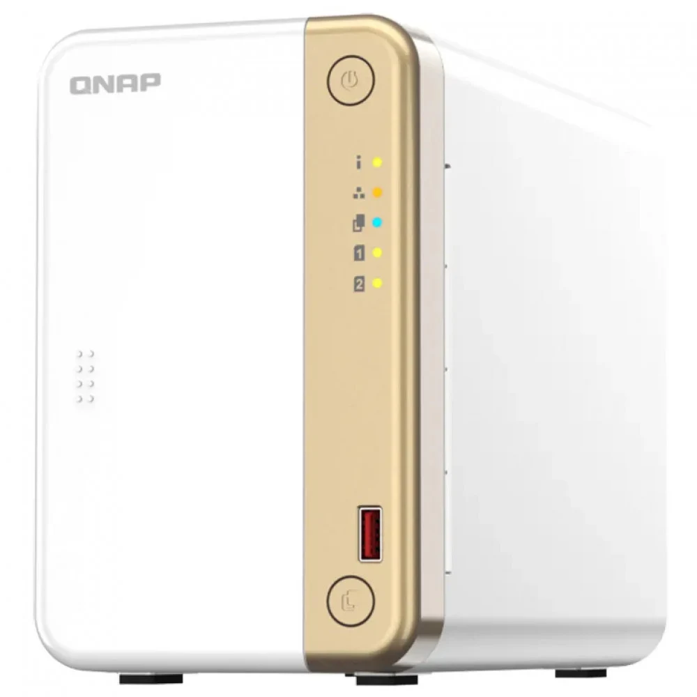 Сетевое хранилище без дисков/ channel QNAP TS-262-4G NAS 2 HDD trays, 2 x M.2 NVMe PCIe Gen 3 x1, 2-core Intel Celeron N4505 2.9 GHz, 4 GB RAM (4GB max), 1x2.5 Gigabit Ethernet , Slot PCIe Gen 3 x2,