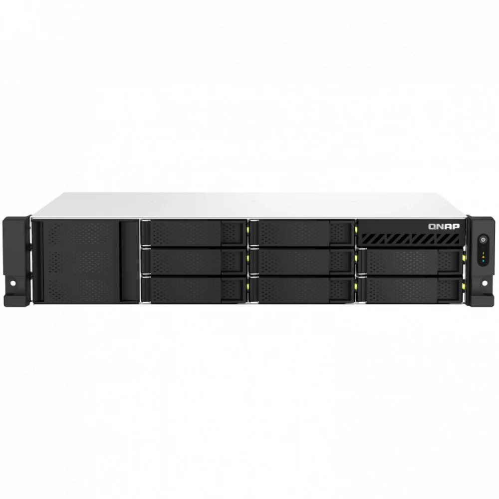 Сетевое хранилище без дисков/ SMB QNAP TS-864eU-RP-8G NAS, 8-tray 3,5"/2,5" w/o HDD, 4-core Intel Celeron N5095 2.0-2.9 GHz, 8GB DDR4 max, 2x2.5GbE LAN, 2U Rackmount, 2x300W PSU. W/o rail kit RAIL-B