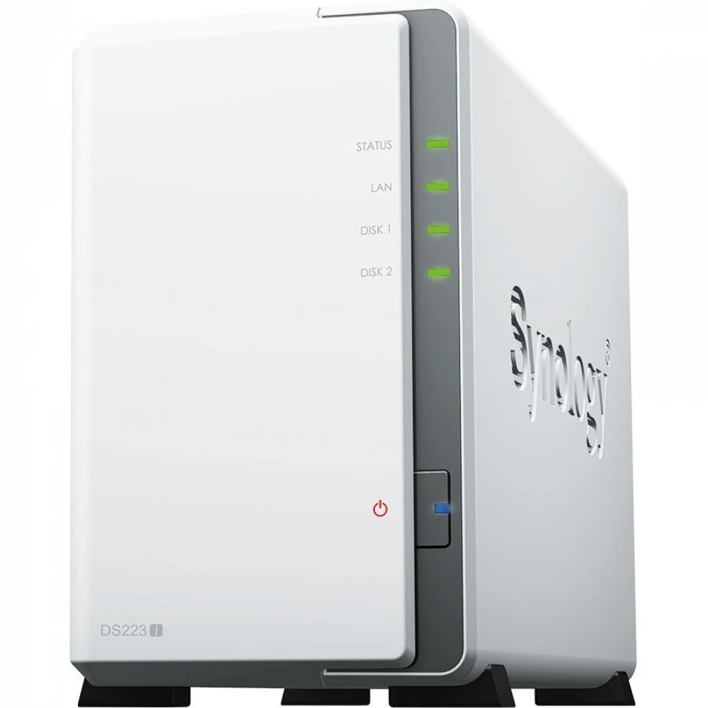 Системы хранения данных Synology QC 1,7GhzCPU/1Gb/RAID0,1/upto 2 HP HDD SATA(3.5')/2xUSB3.2/1xGbE/iSCSI/2xIPcam(upto 12)/1xPS/1YW (DS223j) repl DS220j