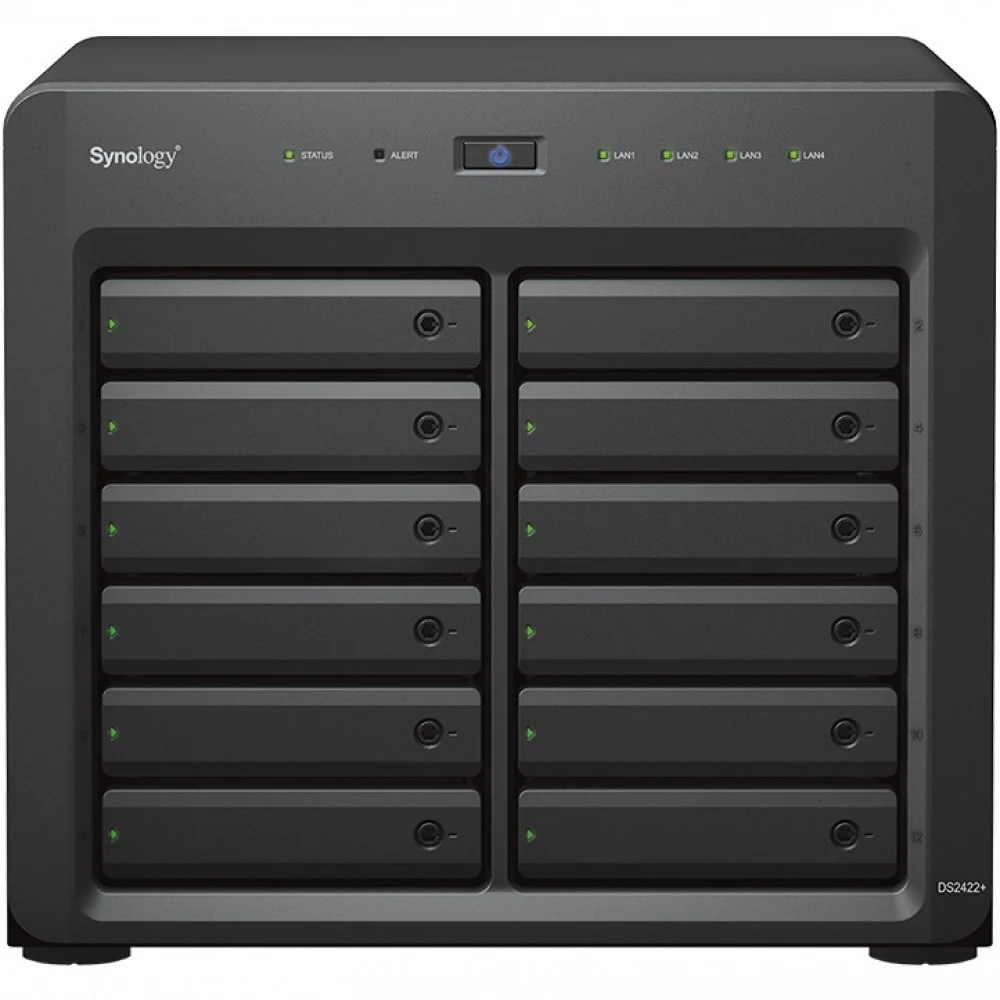 Synology DS2422+ QC2.2GHz CPU/4GB(up to 32GB)/RAID 0,1,5,6,10/up to 12 SATA SSD/HDD (3.5" or 2.5") (up to 24 with 1xDX1222), 2xUSB3.0, 4xGbE(+1Expslot),iSCSI, 2xIPcam(upto40)/1xPS/3YW вилка UK/HK 3-