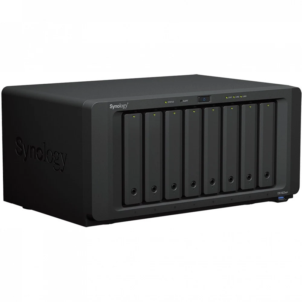 Системы хранения данных Synology QC 3,35GhzCPU/8Gb(32)/RAID0,1,10,5,6/upto 8HP HDD SATA(3.5', 2.5')upto18 (2xDX517)+2xM.2 slot/3xUSB3.2/2eSATA/2xGbE(+1Expslot)/1x10GbGbE/iSCSI/2xIPcam(upto75)/1xPS/1
