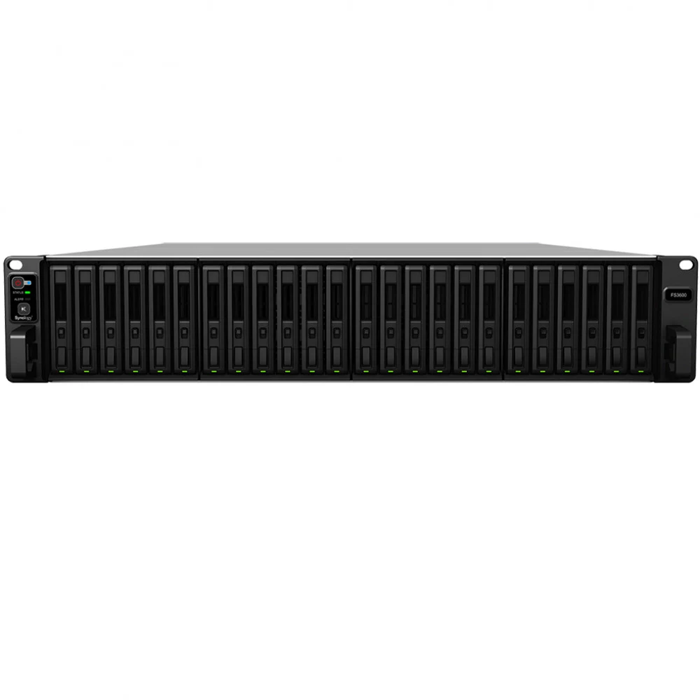 Synology FS3600 Сетевое хранилище 24x2.5" SAS/SATA, Intel Xeon D-1567/12x2.1GHz, 16GB DDR4, 4x1 Гбит/с, 2x10 Гбит/с