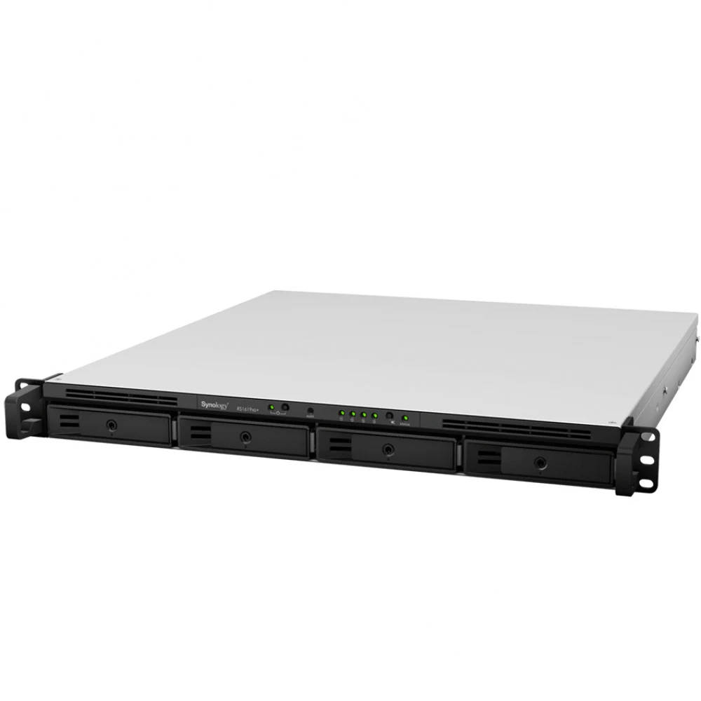 Synology Rack 1U,QC 2.2GHz CPU/8GB(upto64GB)/RAID 0,1,10,5,6,F1/upto4 HS HDD(3.5"/2.5"SATA)or2xM.2 2280 NVMe/SATA SSD(upto16withRX1217/RX1217RP)/2xUSB/4GbE(+1Expslot)/iSCSI/2xIPcam(upto75)/2xPS/nora