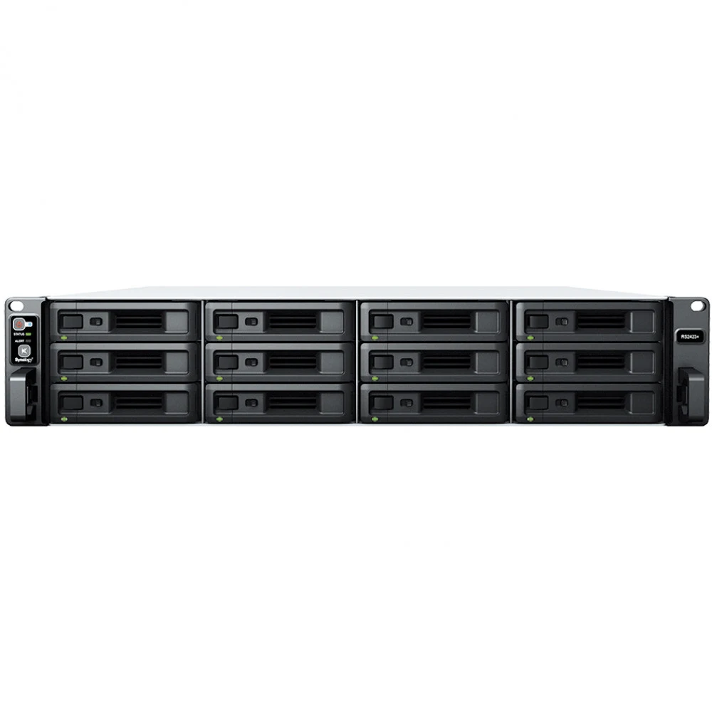 Система хранения данных Synology 2U/12bay QC 3,35GhzCPU/8Gb(32)/RAID0,1,10,5,6/upto 24HDD (1xRX1223RP)/2xUSB3.2/1xMini-SAS/2xGigEth/2x10Geth/1xExpslot/iSCSI/1YW/no rail
