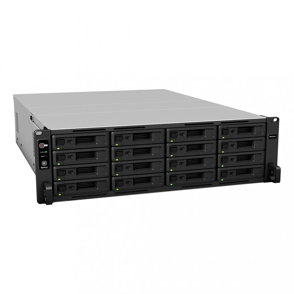 Synology (Rack3U) 8C2,1Ghz/16Gb (64)/RAID0,1,10,5,6/upto16HP HDDs SATA(3,5'or2,5')upto 40 with 2xRX1217(RP)/2xUSB/4xGE+2x10GE/2xPCIe/iSCSI/2xIPcam(upto90)/2xRPS/no rail/5YW' repl RS4017xs+